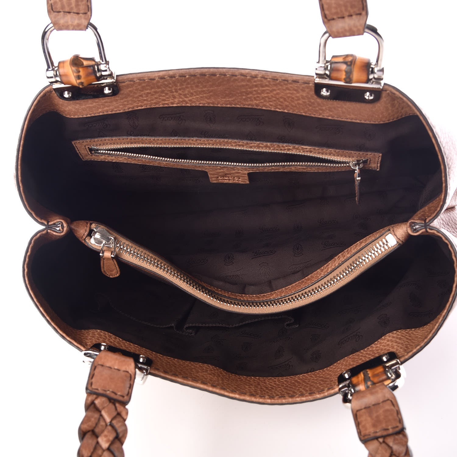 Gucci Calfskin Medium Bamboo Bar Tote Bag Brown 5 of 9