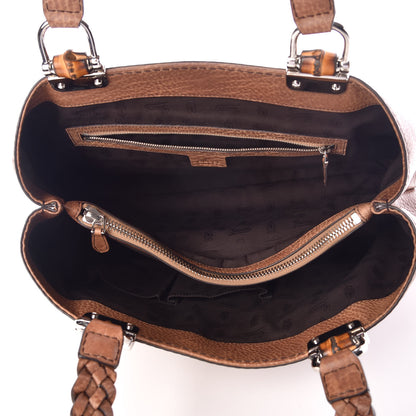 Gucci Calfskin Medium Bamboo Bar Tote Bag Brown 5 of 9