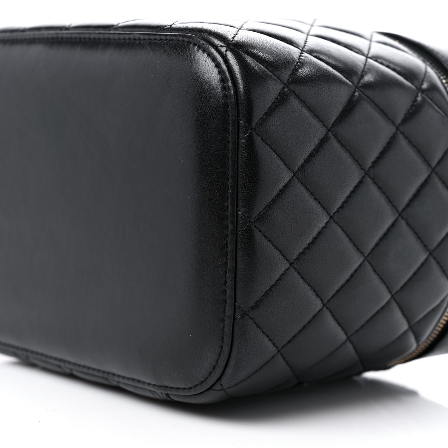 Lambskin Quilted Vanity Pouch Black
