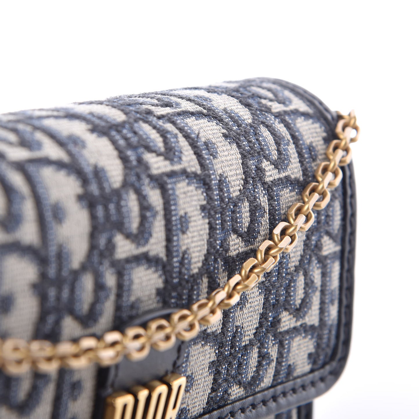 Oblique DiorAddict Wallet On Chain Clutch Navy Blue