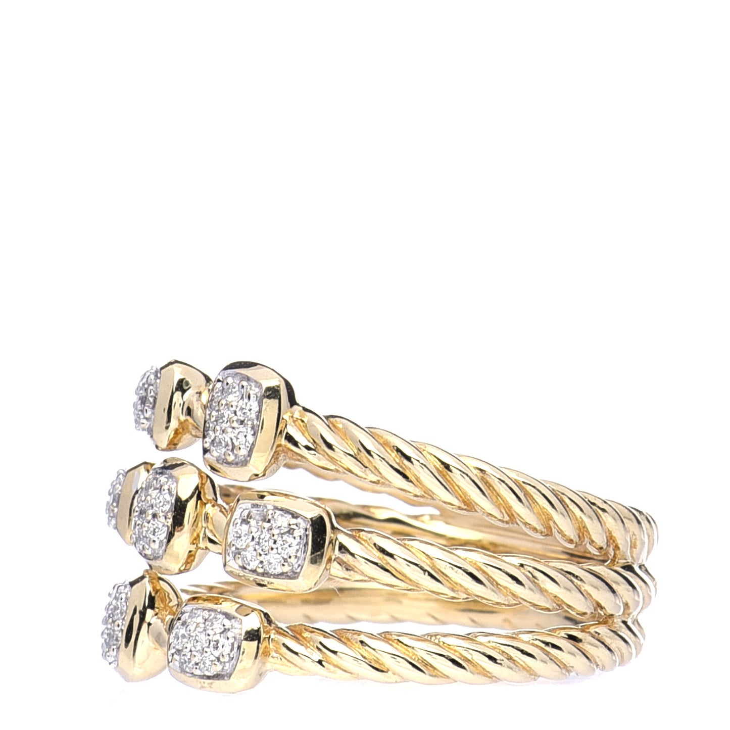18K Yellow Gold Diamond Three Row Confetti Ring 54 7