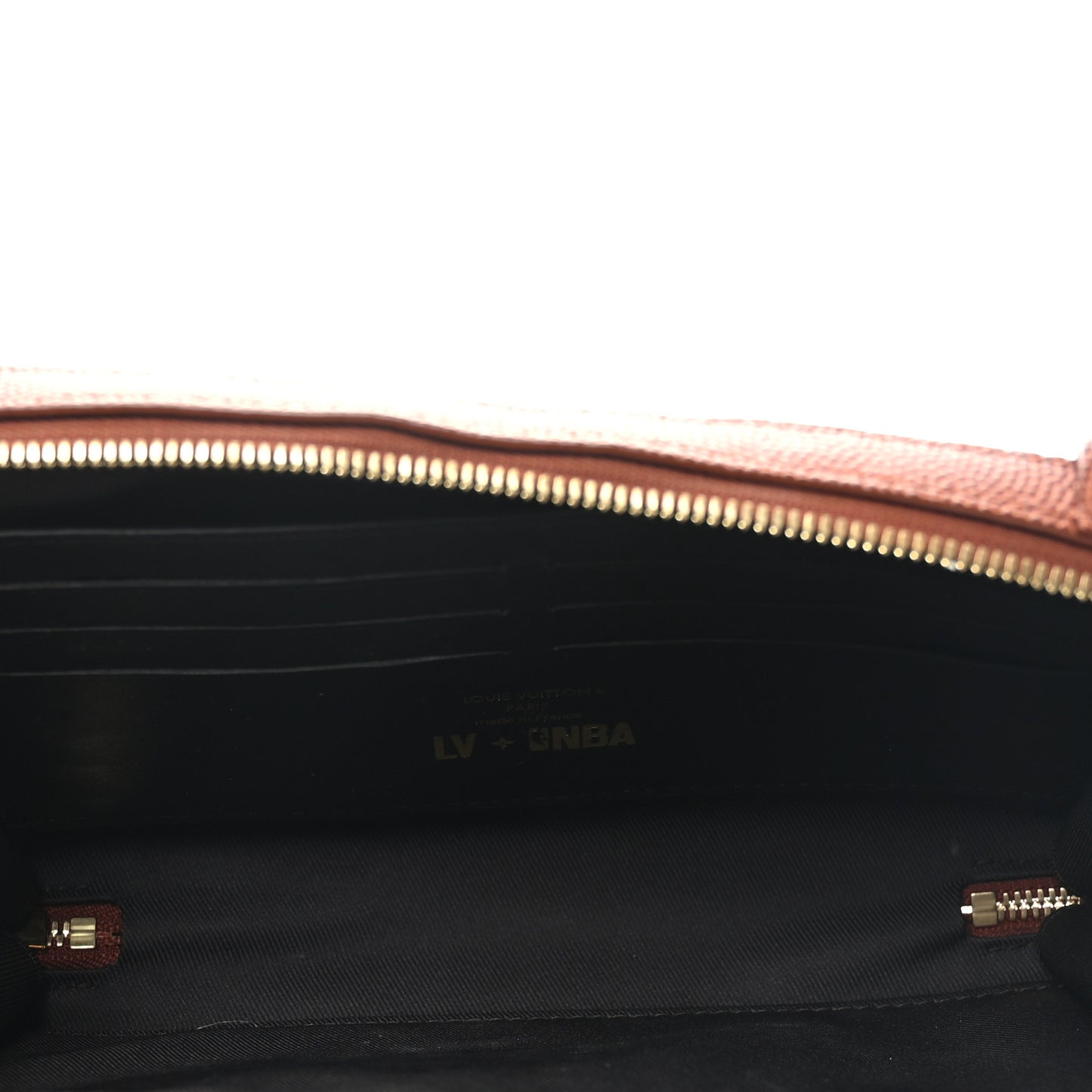 X NBA Monogram Embossed Ball Grain Cowhide Soft Trunk Wallet Brown