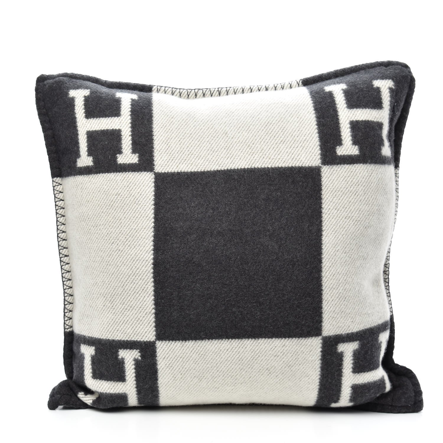 Hermes Wool Cashmere Avalon Pillow PM Ecru Gris Fonce 2 of 3
