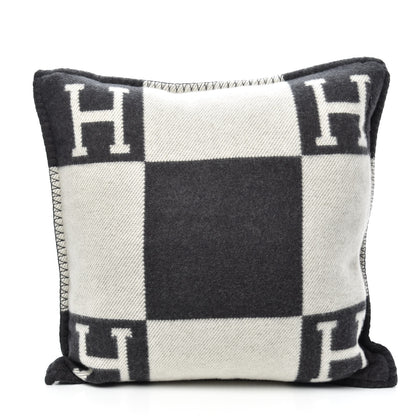 Hermes Wool Cashmere Avalon Pillow PM Ecru Gris Fonce 2 of 3