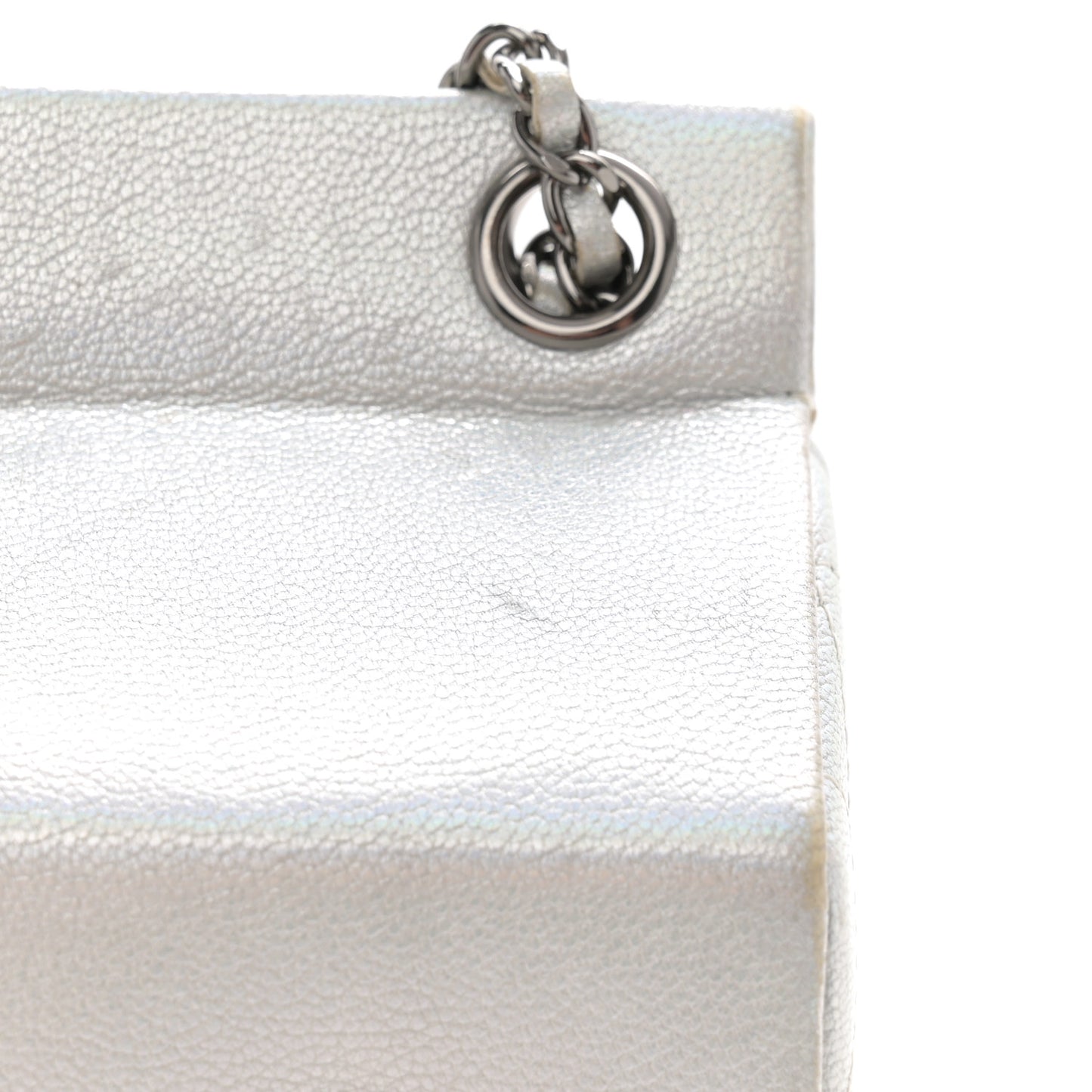 Metallic Goatskin Lait de Coco Milk Carton Bag Silver