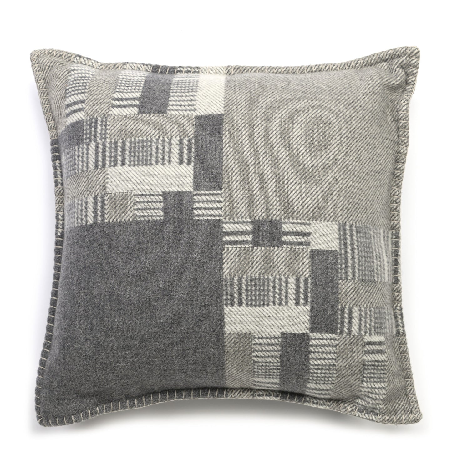 Wool Cashmere Avalon Paper Block Pillow Gris Acier