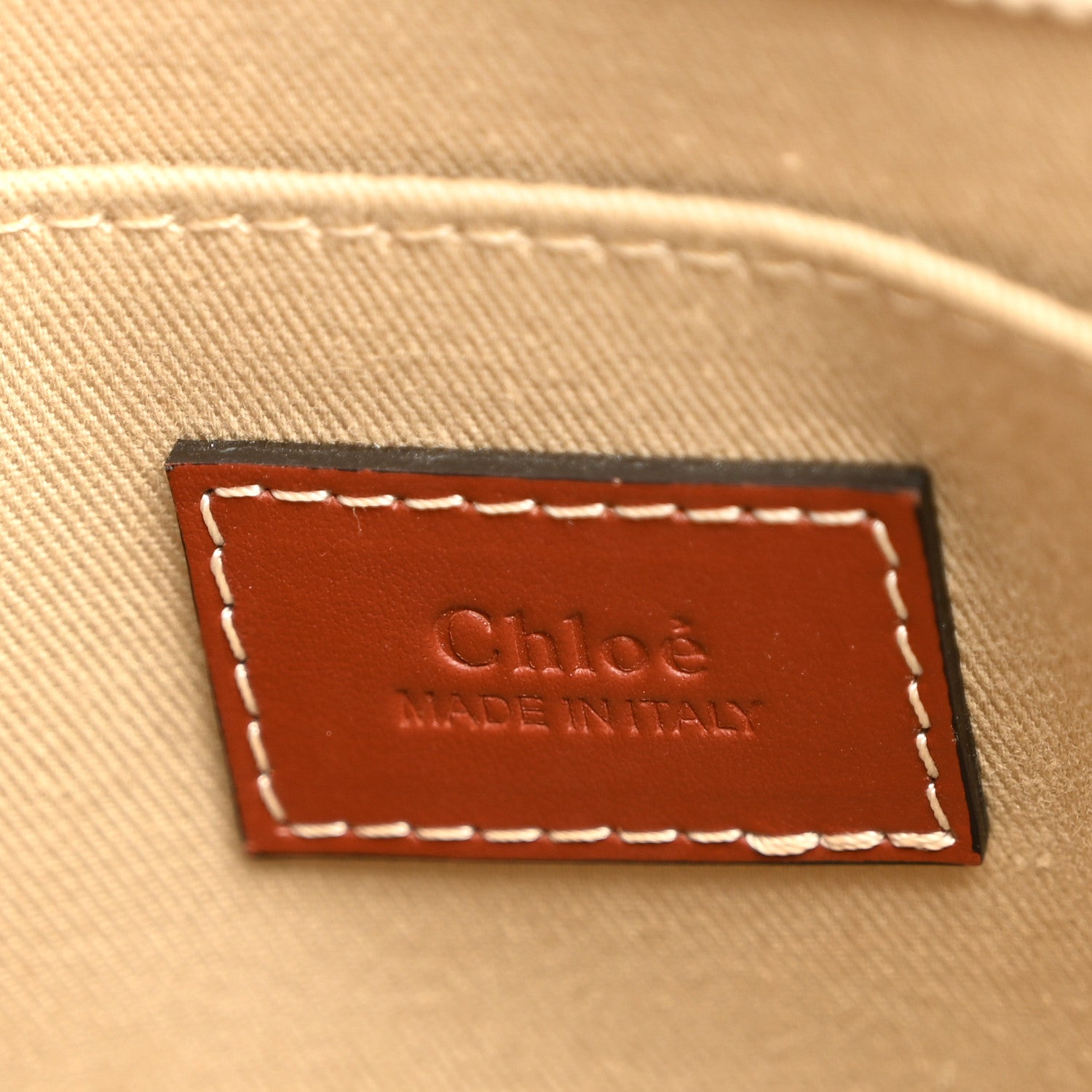 Chloe Cotton Calfskin Small Woody Ribbon Tote With Strap White Brown 6 of 10