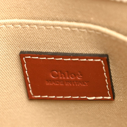 Chloe Cotton Calfskin Small Woody Ribbon Tote With Strap White Brown 6 of 10