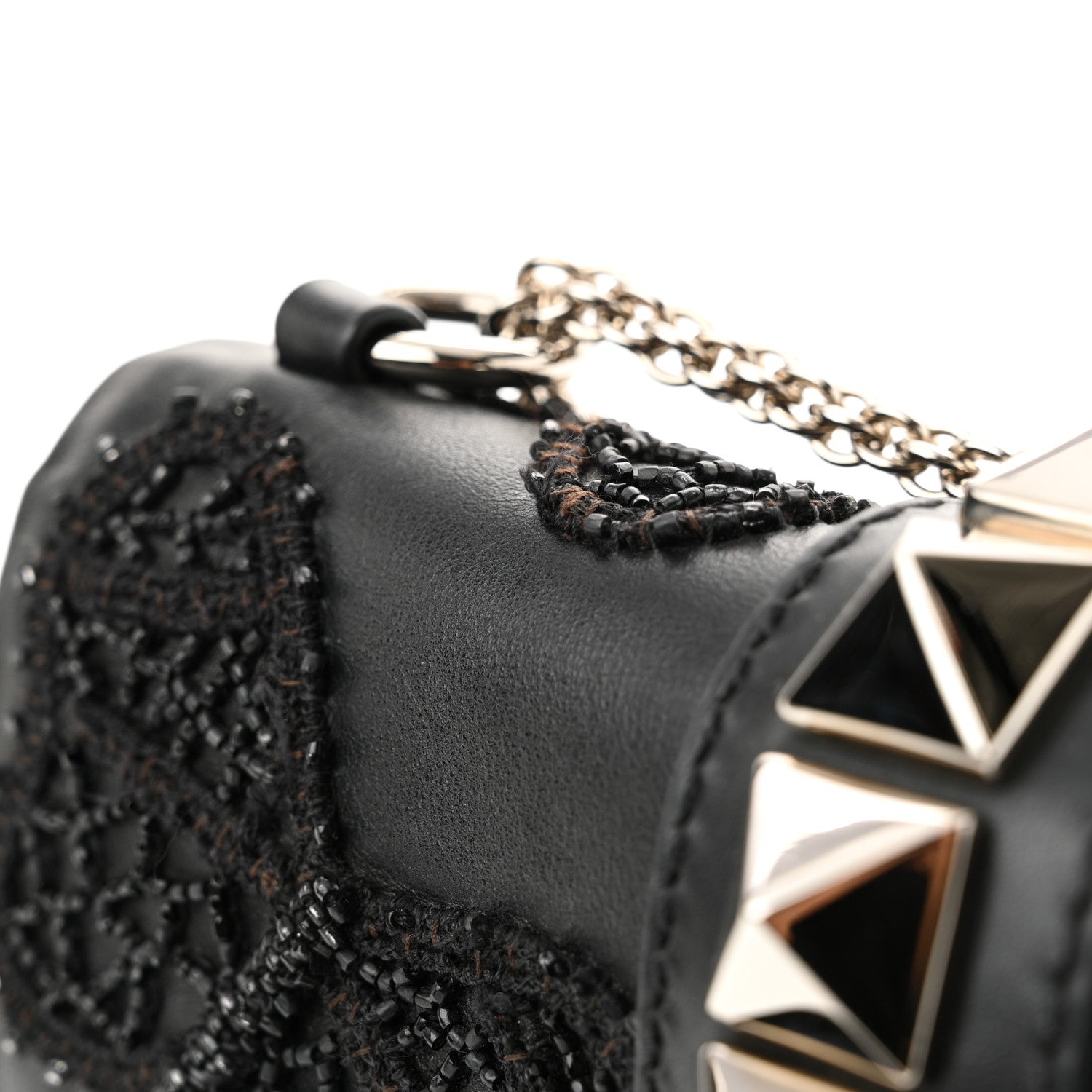 Valentino Garavani Vitello Beaded Butterfly Small Glam Lock Rockstud Flap Black 10 of 10