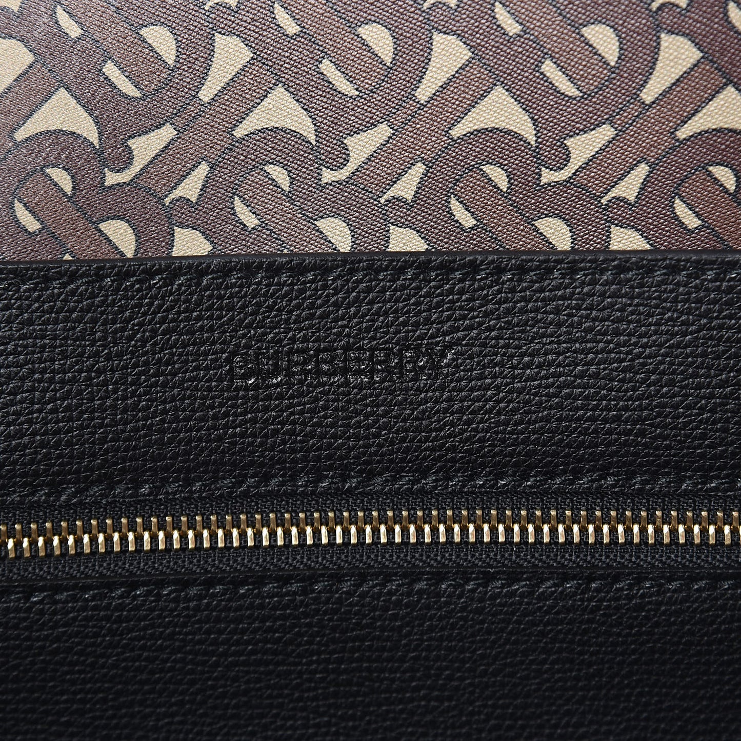 Calfskin TB Motif Embossed Tote Black