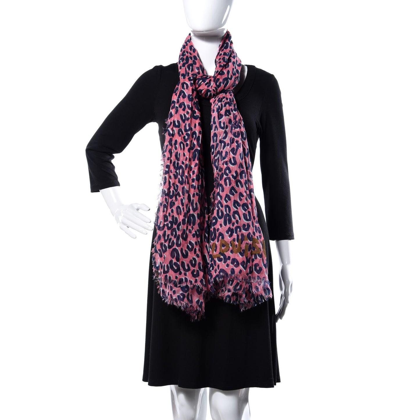 Cashmere Silk Leopard Etole Stole Corail