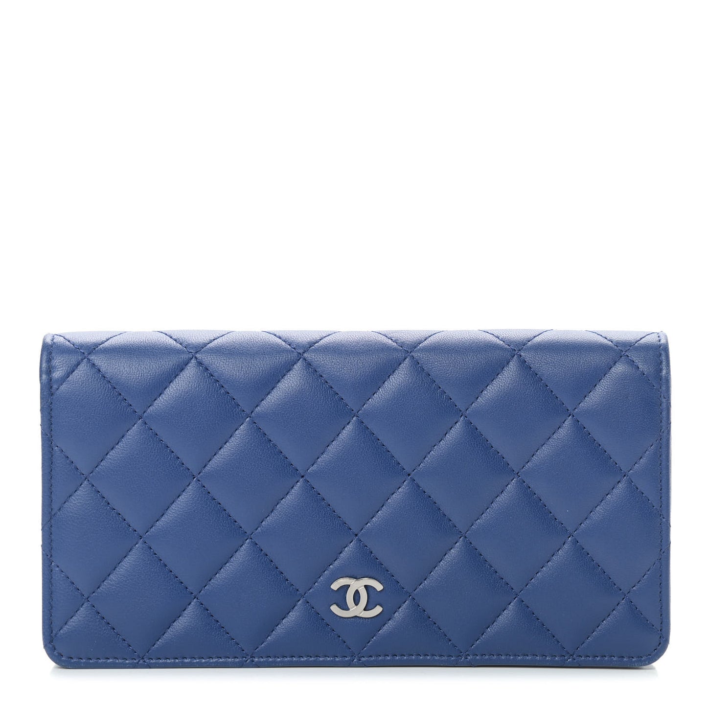 Lambskin Quilted Yen Wallet Dark Blue