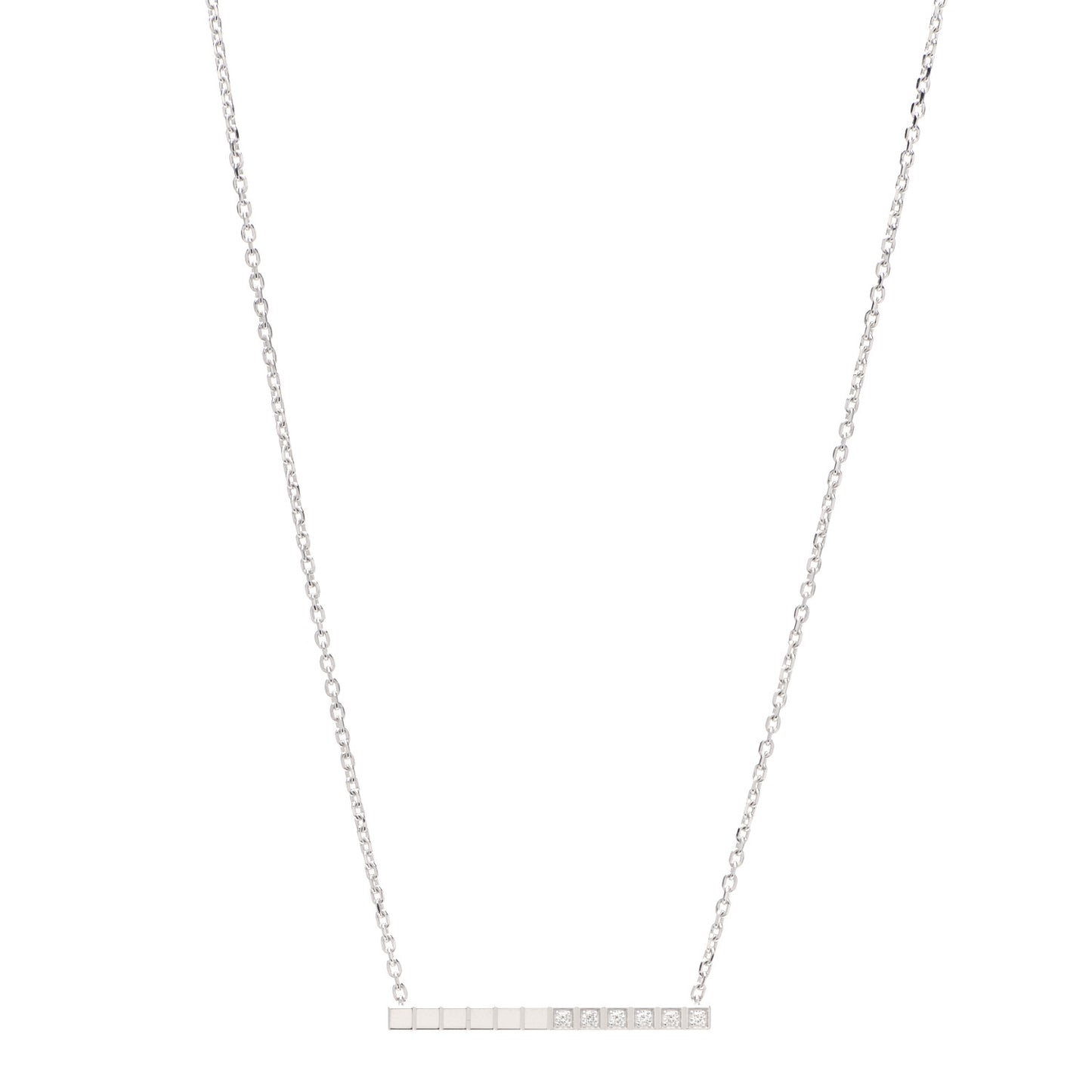 18K White Gold Diamond Ice Cube Pure Necklace
