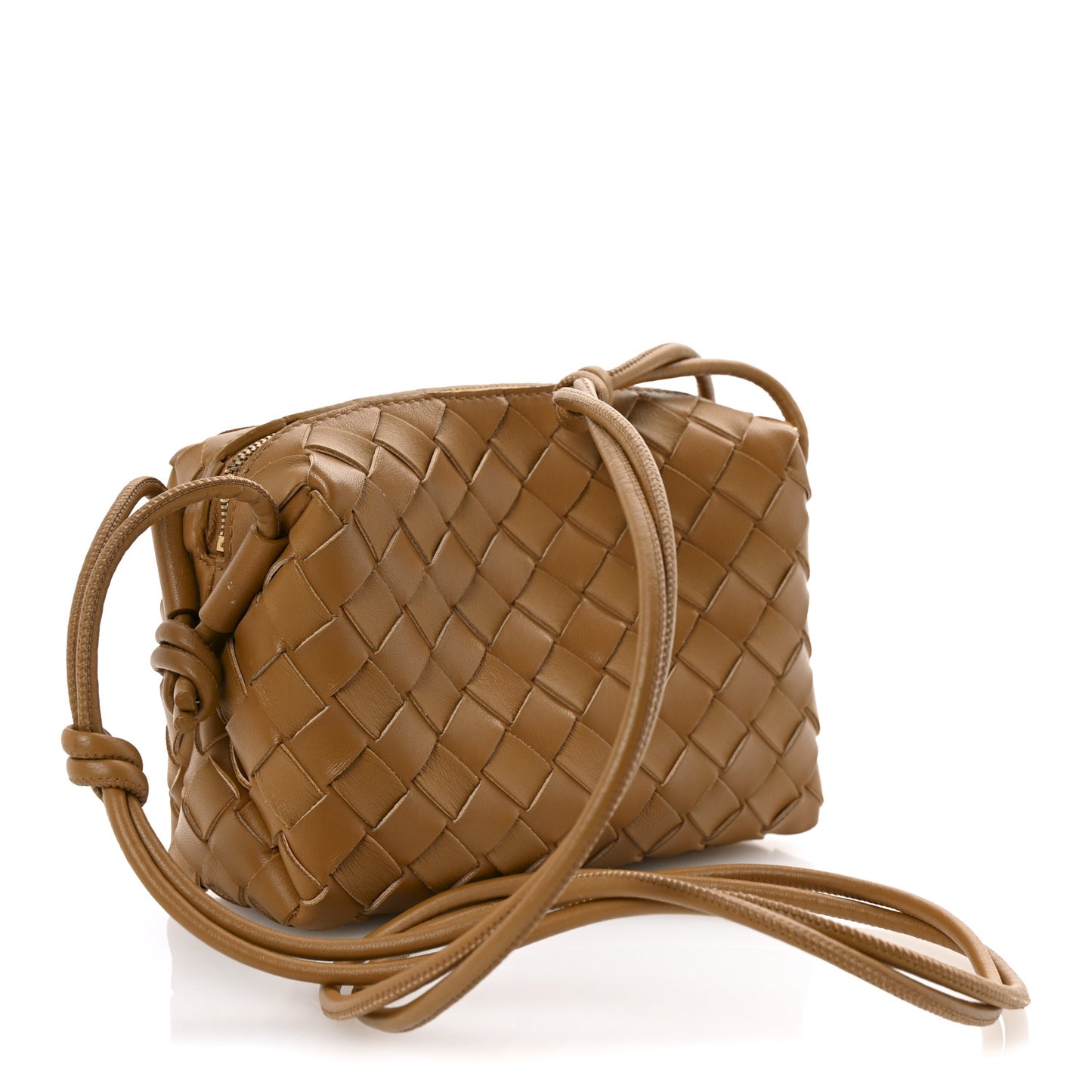 Nappa Intrecciato Mini Loop Camera Bag Camel