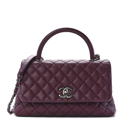 Chanel Caviar Quilted Small Coco Handle Flap Burgundy 1 of 12