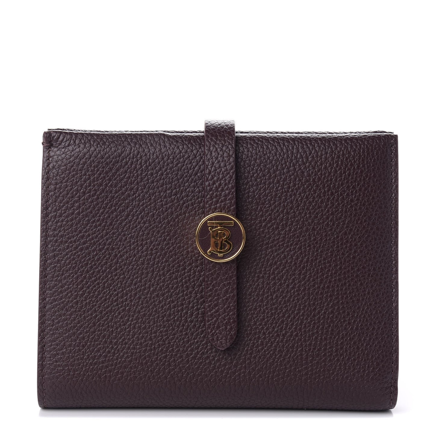 Grainy Calfskin Monogram Motif Folding Wallet Brown