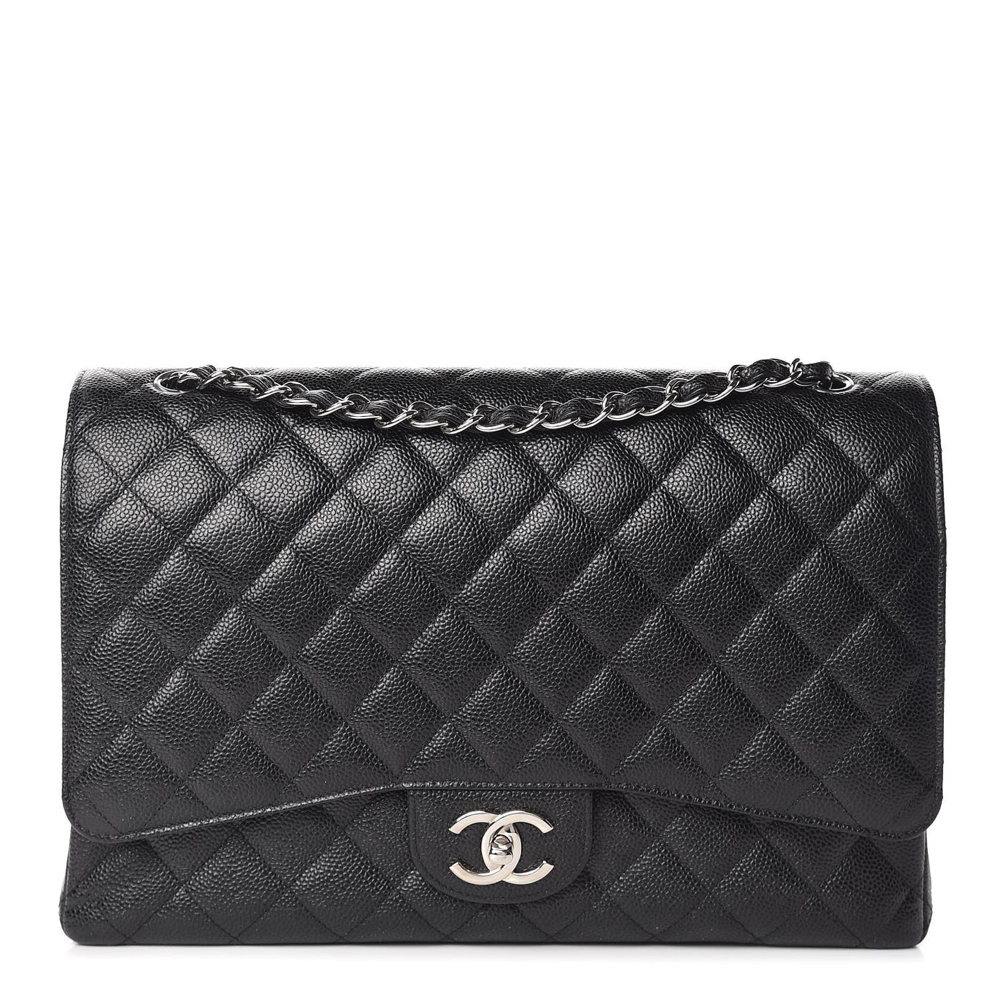 Caviar Quilted Maxi Double Flap Black