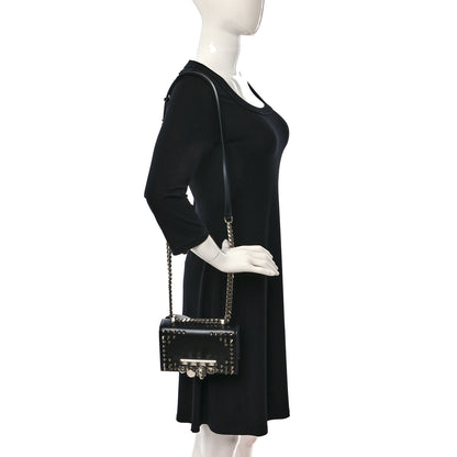Alexander McQueen Calfskin Studded Knuckle Satchel Black Silver 2 of 10