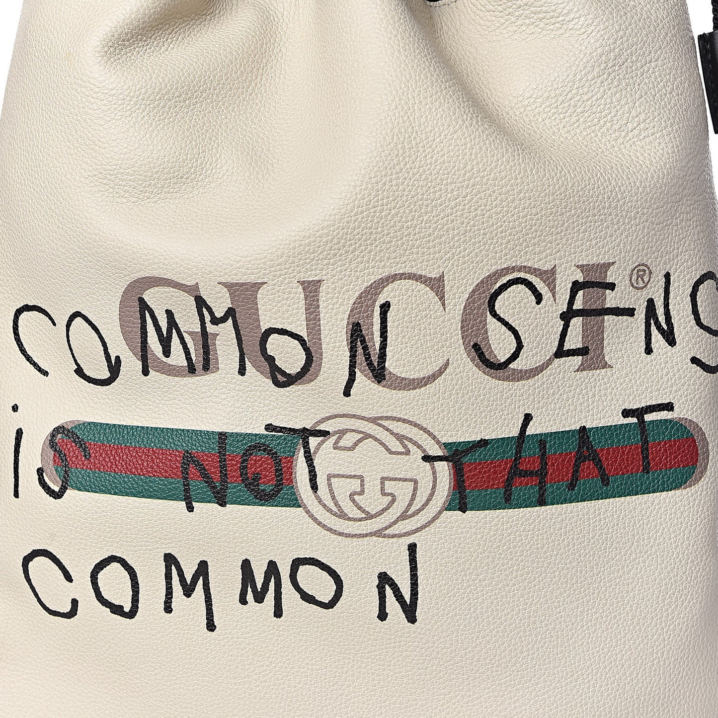 Calfskin Coco Capitan Logo Drawstring Backpack Mystic White