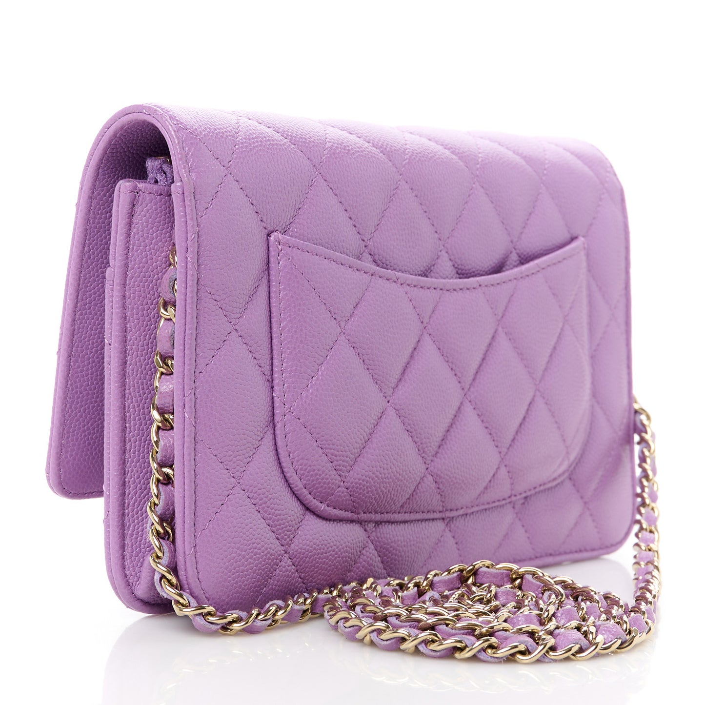 Caviar Quilted Wallet On Chain WOC Purple