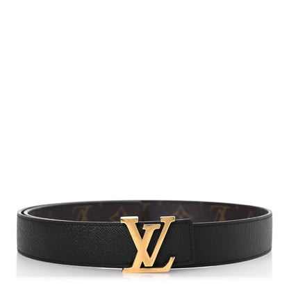Louis Vuitton Calfskin Monogram 30mm LV Initiales Reversible Belt 80 32 Black 2 of 8