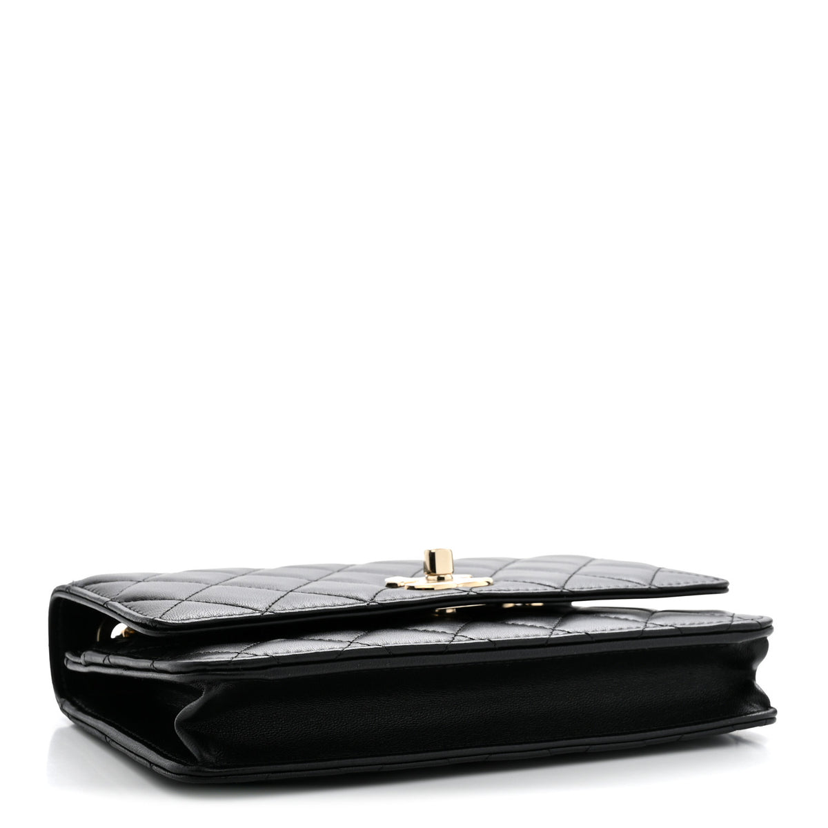 Lambskin Quilted Trendy CC Wallet On Chain WOC Black
