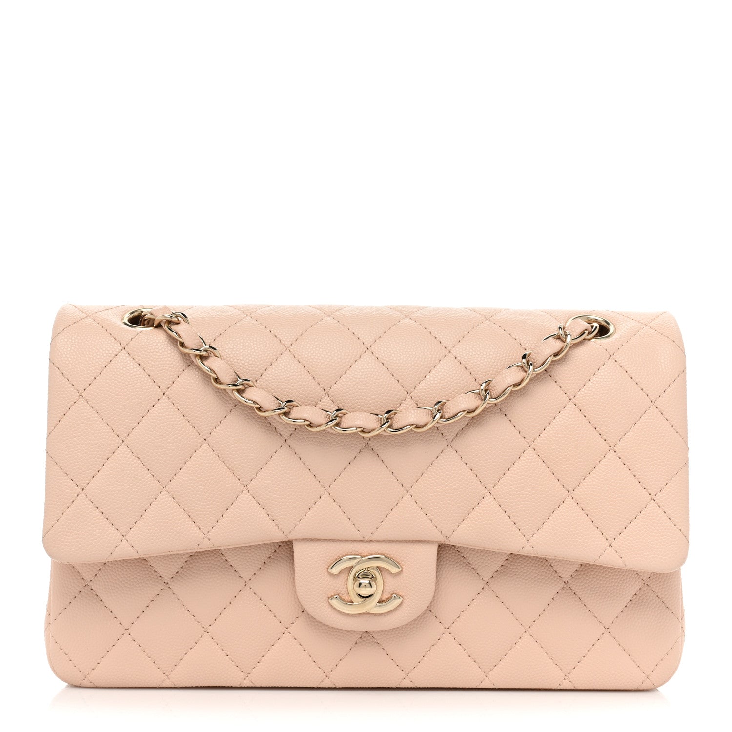 Chanel Caviar Quilted Medium Double Flap Light Beige 1 of 13