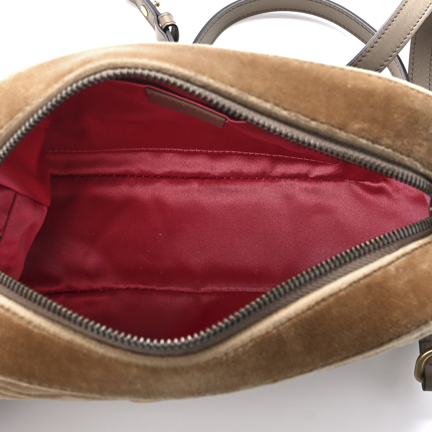 Velvet Matelasse Small GG Marmont Chain Shoulder Bag Taupe