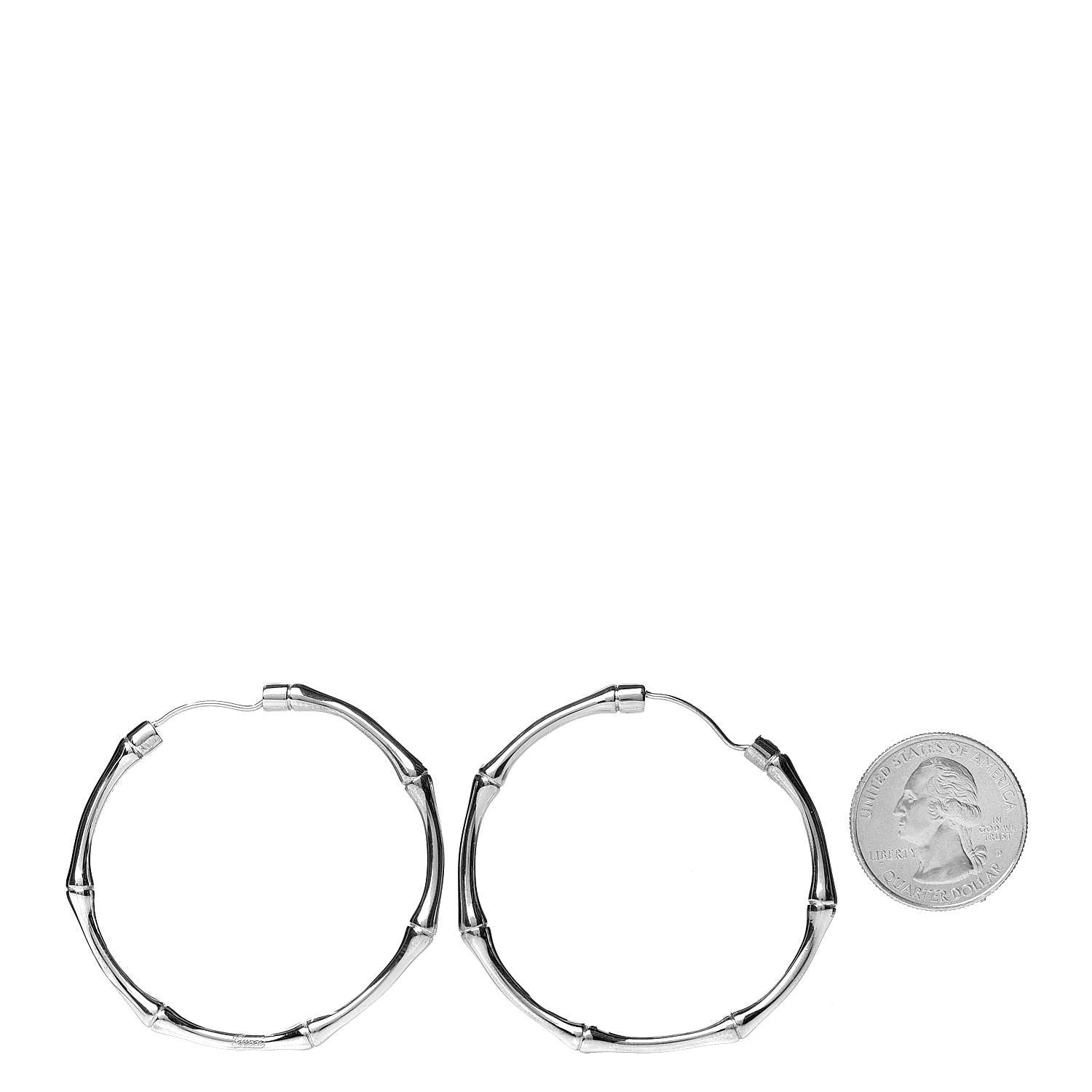 Gucci Sterling Silver Bamboo Hoop Earrings 1 of 6