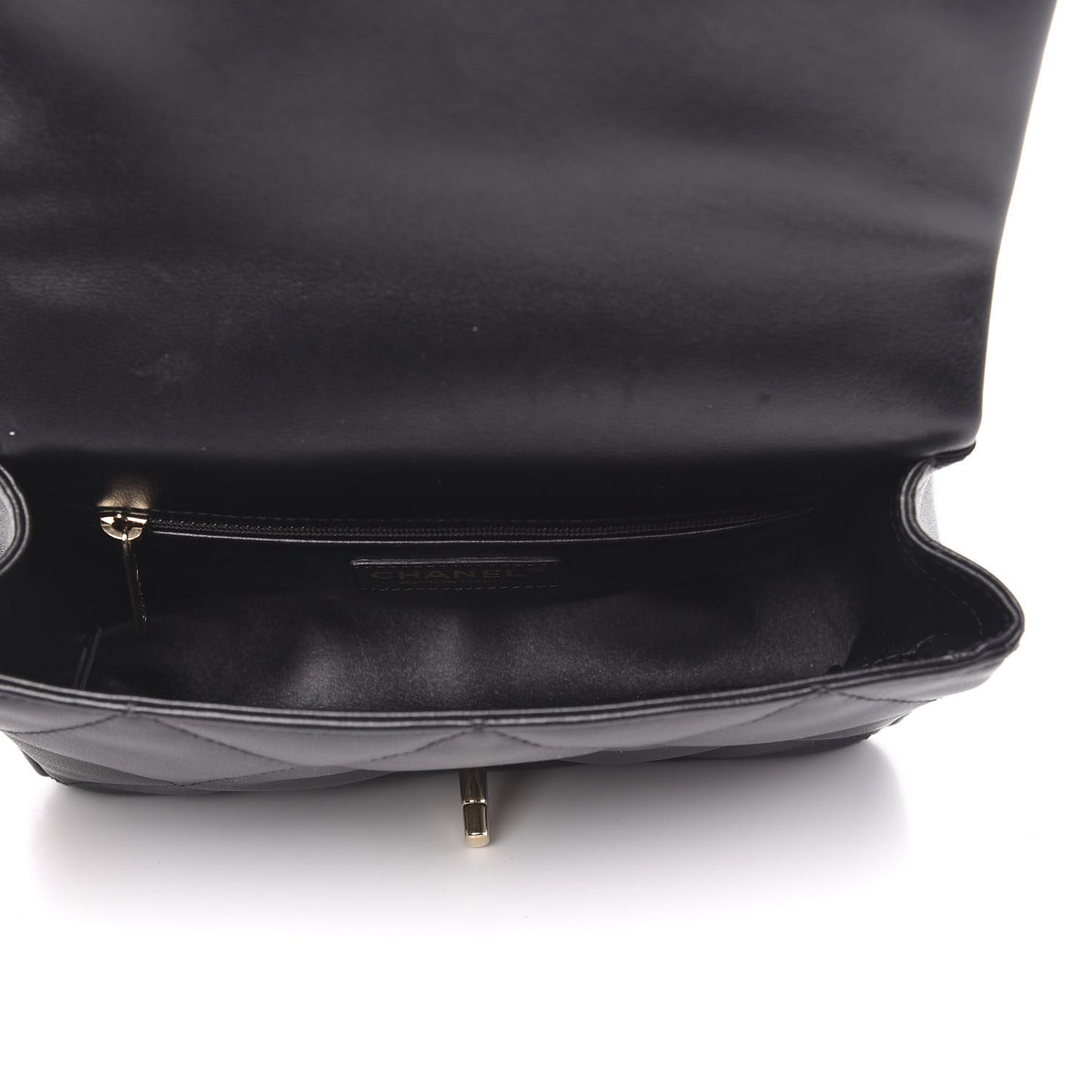 Lambskin Quilted Small Easy Carry Flap Black