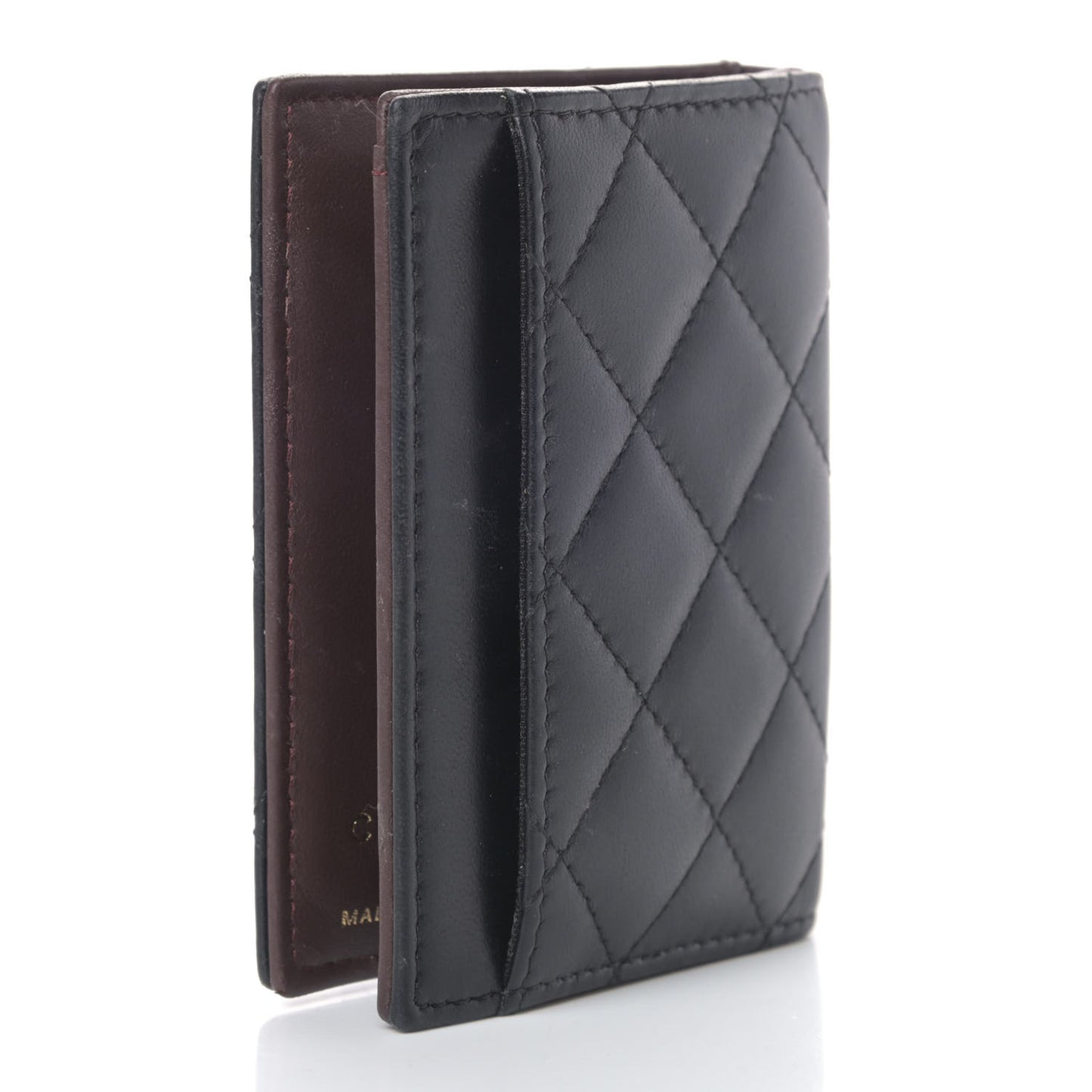 Lambskin Quilted Card Holder Wallet Black