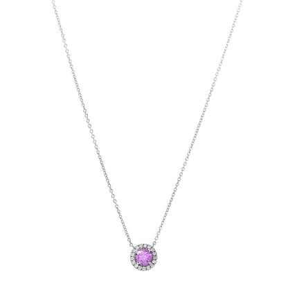 Tiffany Platinum Diamond Pink Sapphire Soleste Pendant Necklace 1 of 7