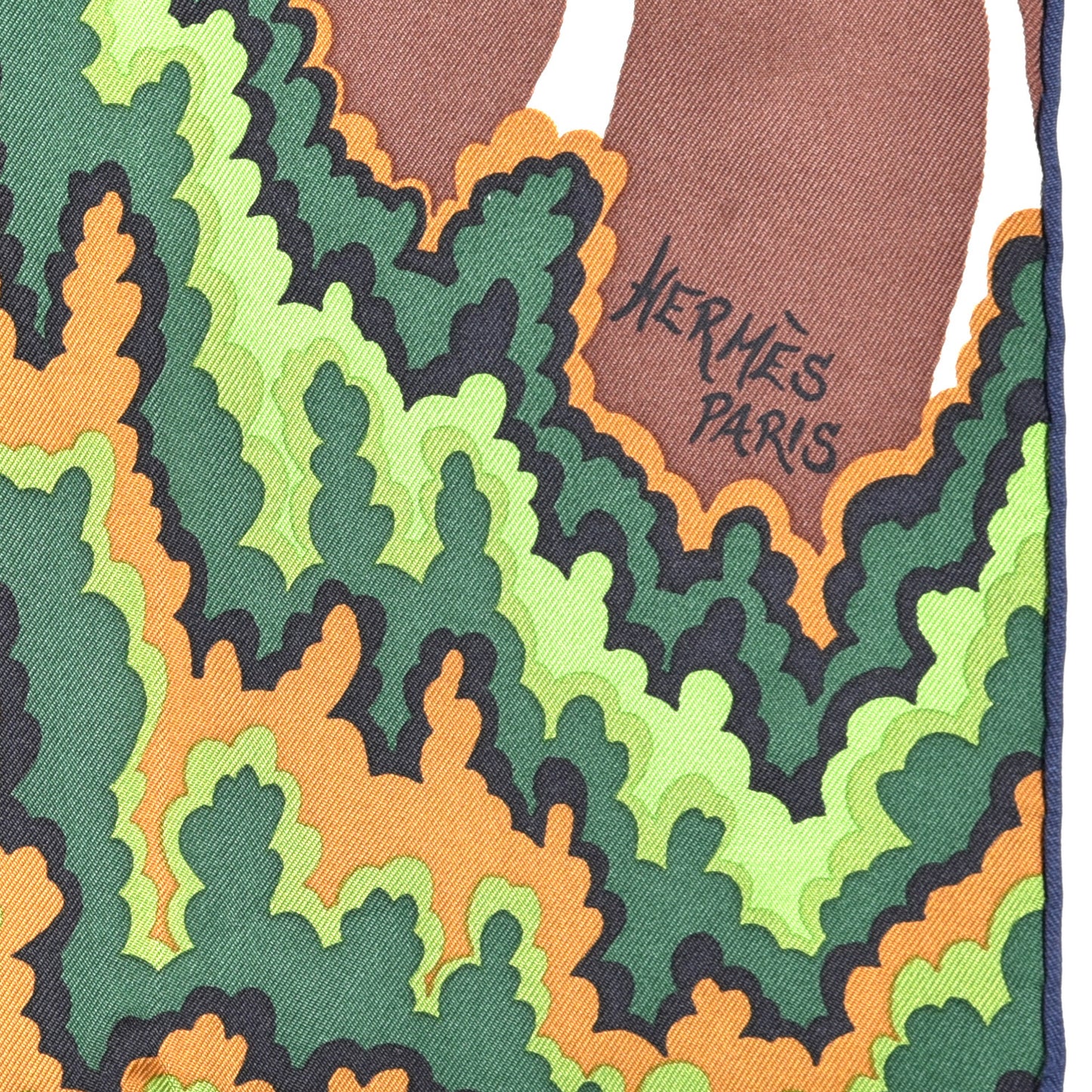 Silk The Three Graces Scarf 90 Bleu Vif Marron Vert