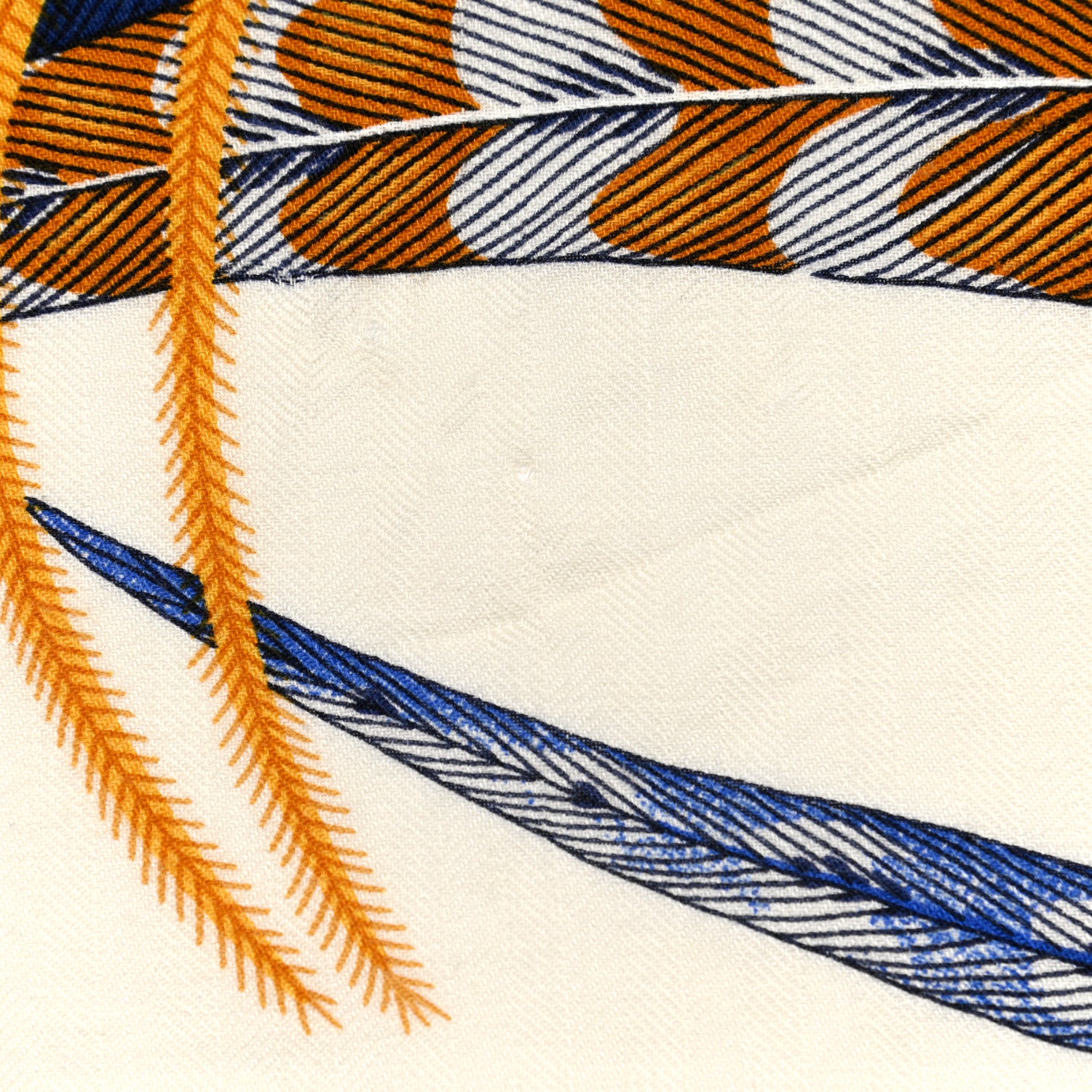 Hermes Cashmere Silk Plumes En Fete Shawl 140 White Bleu Gold 7 of 8