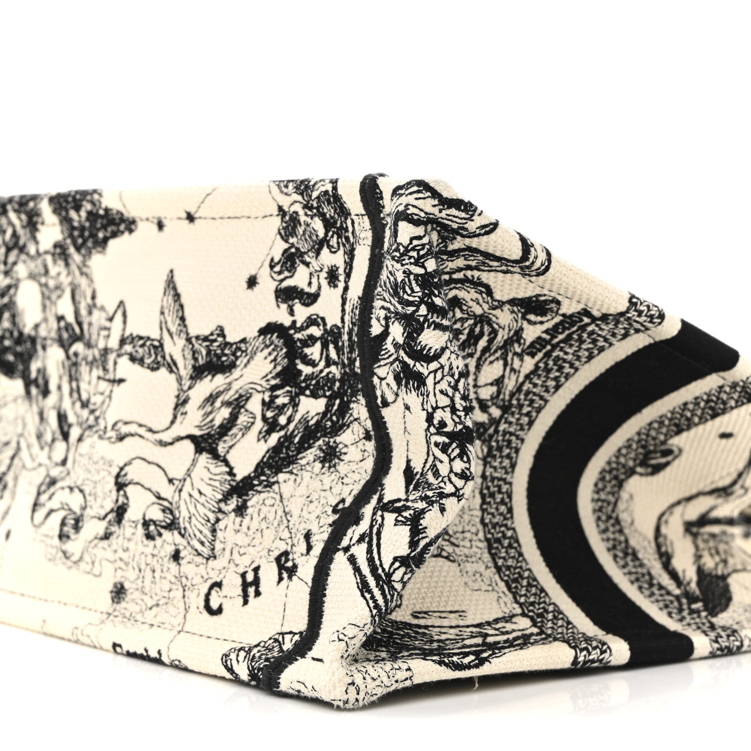 Christian Dior Canvas Embroidered Small Zodiac Toile De Jouy Book Tote Latte 10 of 15