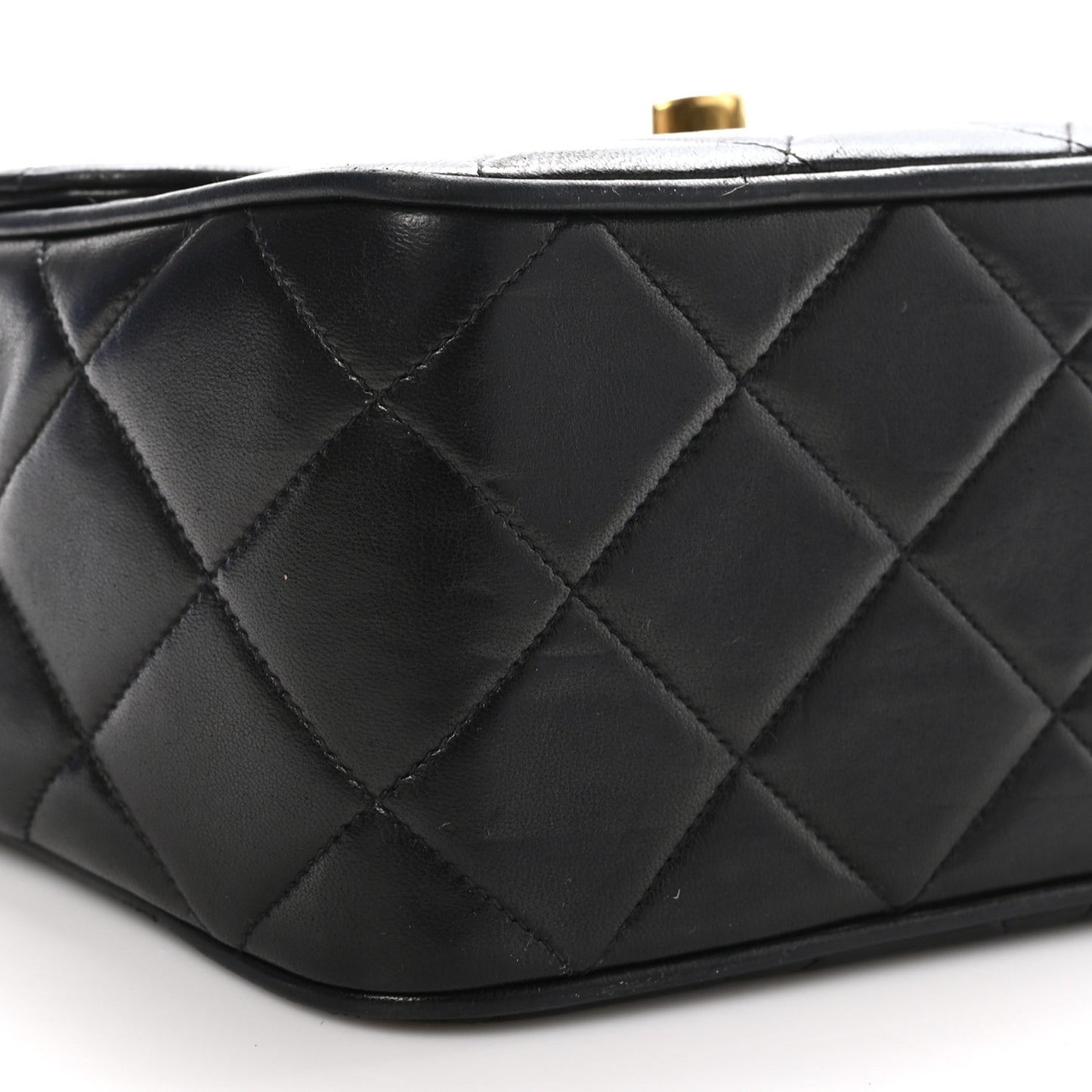 Lambskin Quilted Medium Square Flap Bag Black