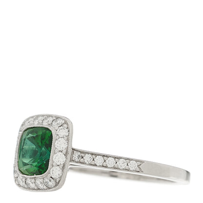 Tiffany Platinum Diamond Green Tourmaline Legacy Ring 51 5.75 3 of 7