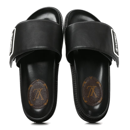 Louis Vuitton Calfskin Womens Pool Pillow Sunset Mules 40 Black 5 of 7