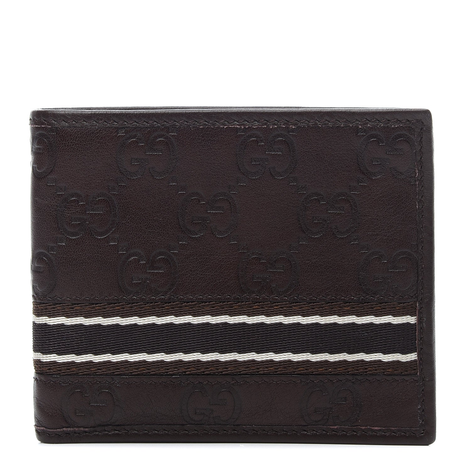 Gucci Guccissima Web Bi-Fold Wallet Dark Brown 1 of 6