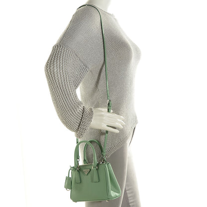 Prada Saffiano Lux Mini Galleria Double Zip Tote Acquamarina 2 of 10