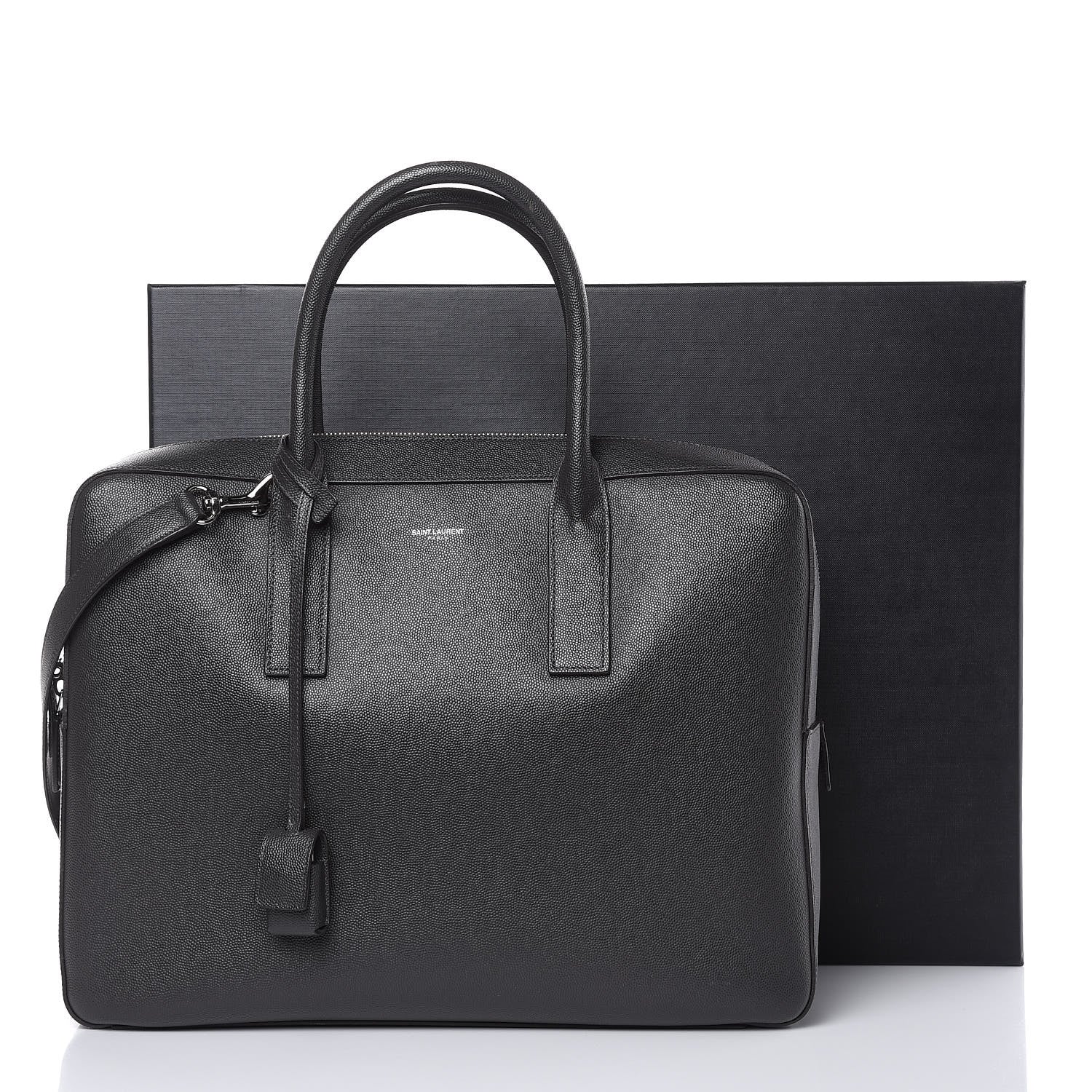 Saint Laurent Grain de Poudre Medium Museum Briefcase Coal 14 of 14