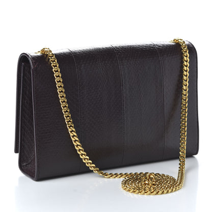 Saint Laurent Calfskin Snakeskin Embossed Medium Classic Monogram Kate Tassel Satchel Dark Red 3 of 10