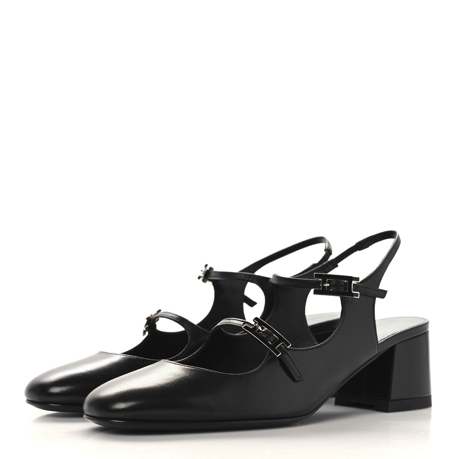 Hermes Goatskin Jackie 50 Pumps 37 Black 4 of 10