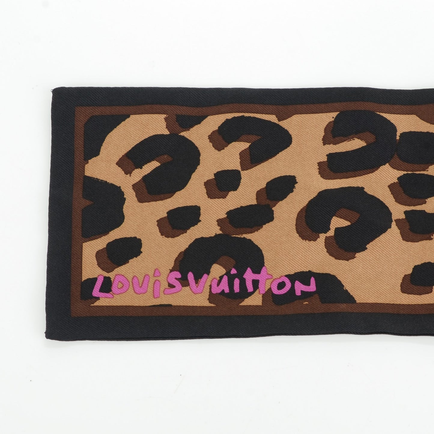 Silk Leopard Bandeau Scarf Marron
