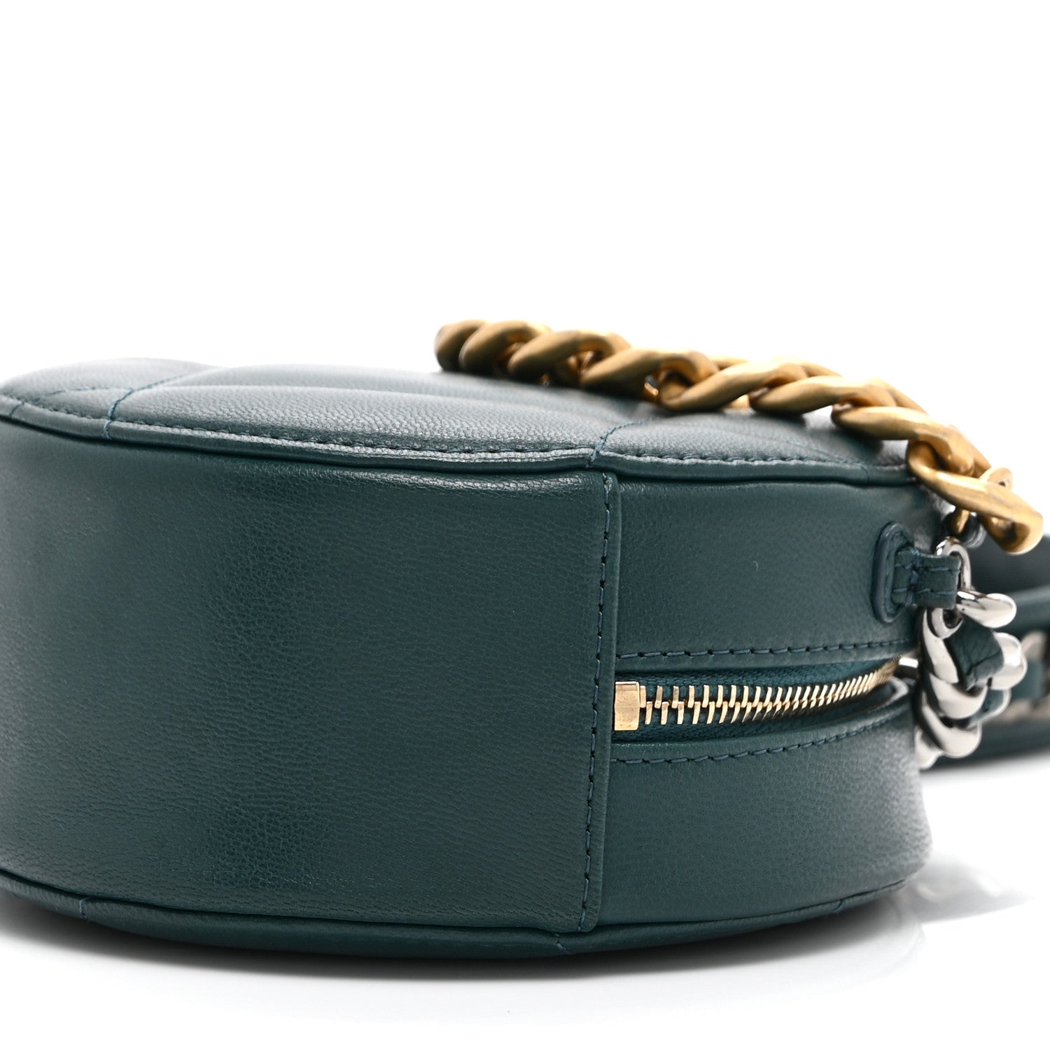 Chanel Lambskin Quilted Chanel 19 Round Clutch With Chain Green 10 of 10