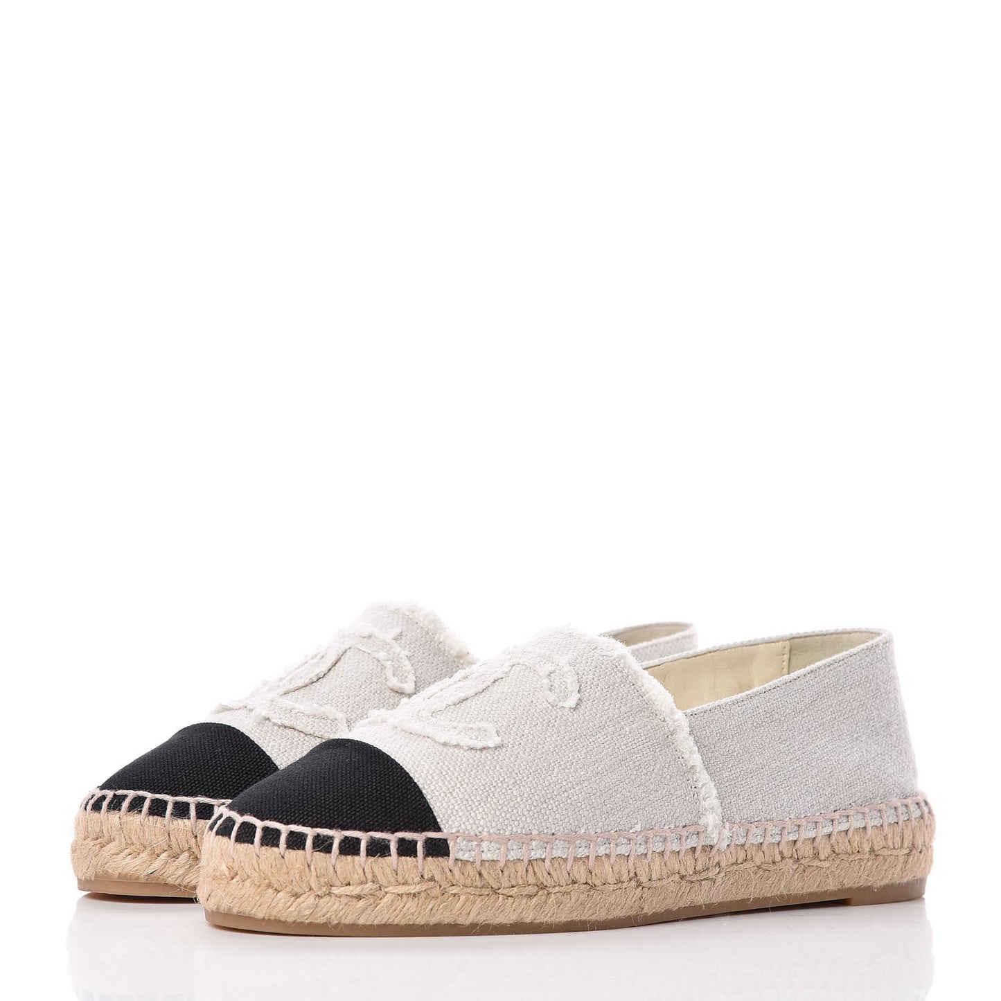 Linen CC Espadrilles 36 Beige Black