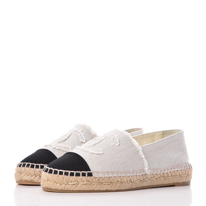 Chanel Linen CC Espadrilles 36 Beige Black 3 of 11