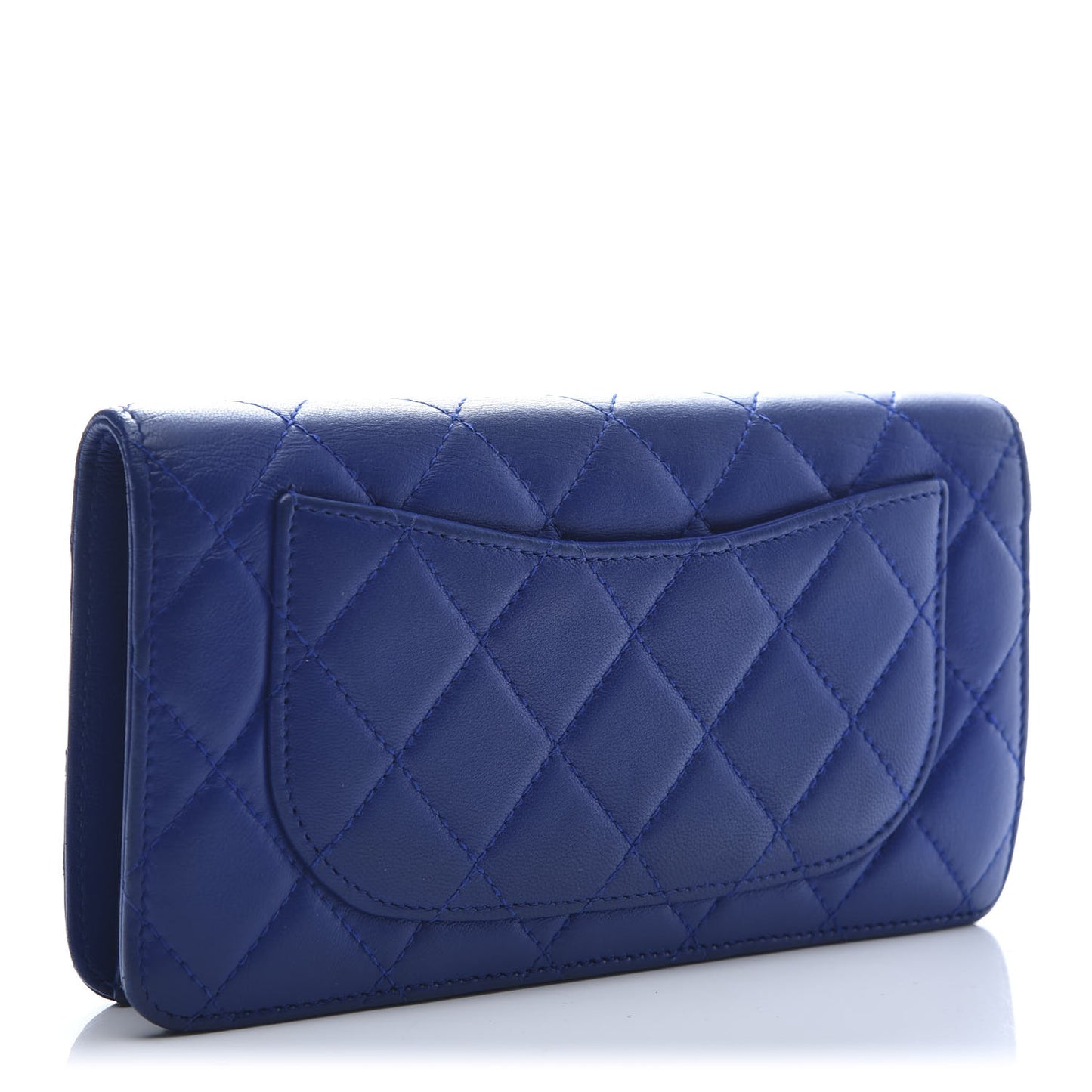 Lambskin Quilted Yen Wallet Blue