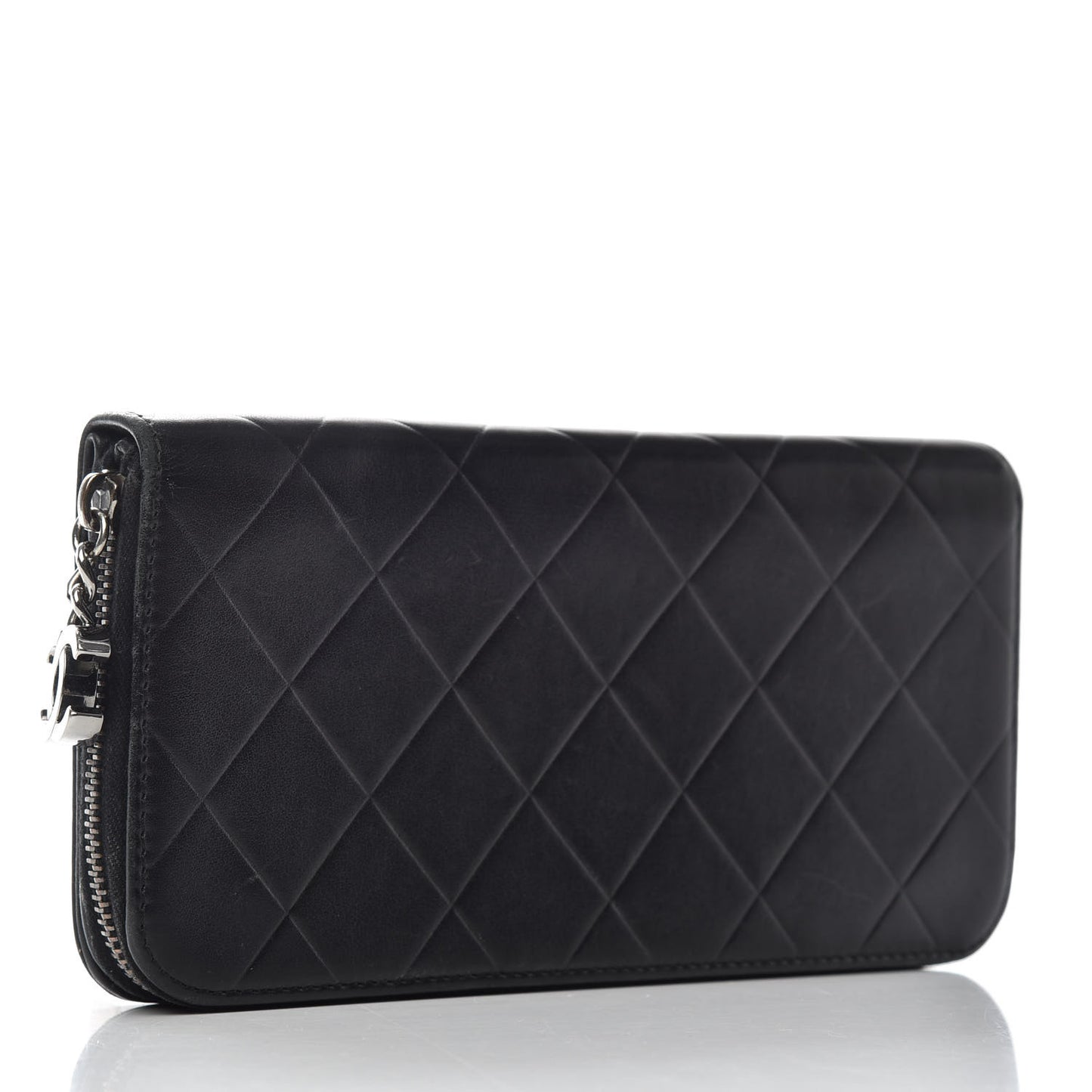 Lambskin Embossed Logo Wallet Black
