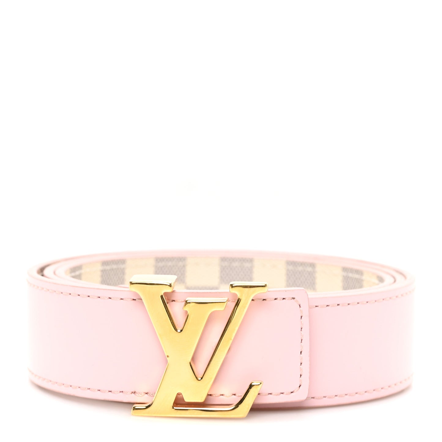 Damier Azur 30mm LV Initiales Reversible Belt 80 32 Pink